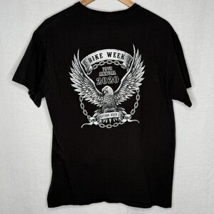 Daytona Beach Bike Week 2020 T-Shirt Black MED Motorcycle Biker Eagle READ‎ SIZE